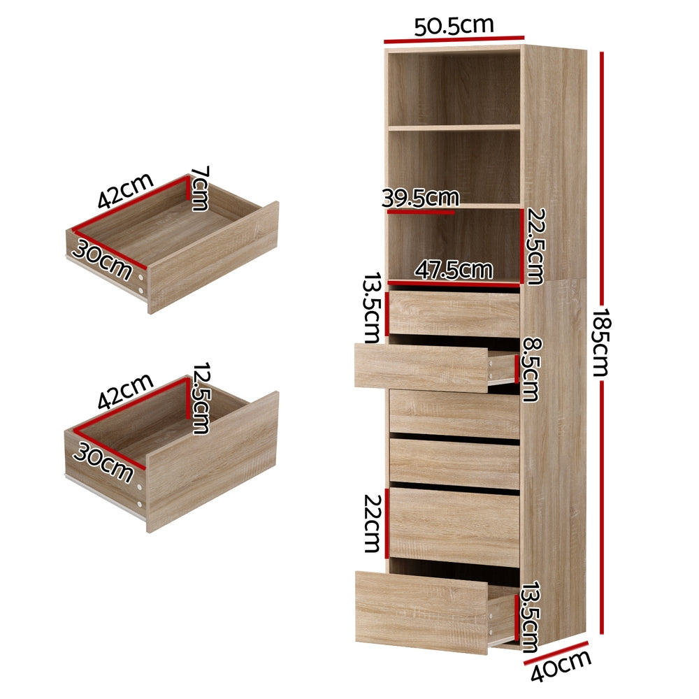 Artiss 6 Chest of Drawers Tallboy Cabinet Pine