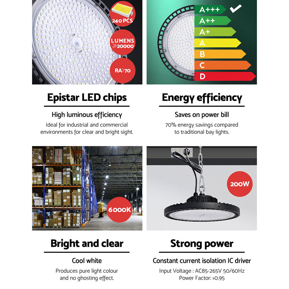 Leier 200W UFO LED High Bay Light – Industrial Warehouse & Workshop Lamp