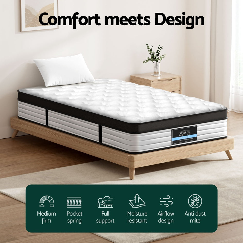 Giselle Bedding 31cm Mattress Euro Top King Single