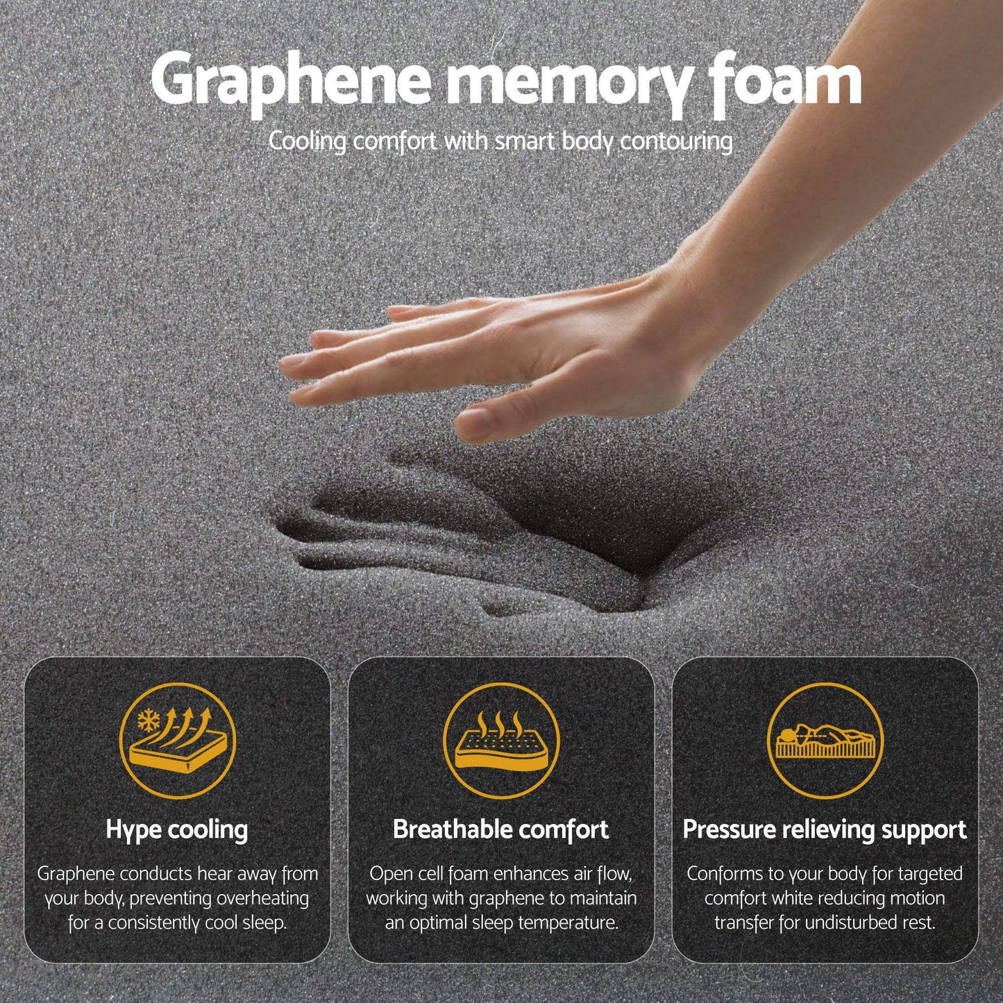 Giselle Bedding 35cm Mattress Graphene Memory Foam Medium Firm Euro Top Mattresses Single