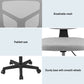 Artiss Armless Office Chair with Wheels, Ergonomic 360° Swivel Home Office Desk Chair, Height Adjustable Computer Task Chair with Fabric Back and Seat for Small Space, Grey