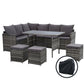 Gardeon Outdoor Dining Set Sofa Lounge Setting Chairs Table Ottoman Grey Cover