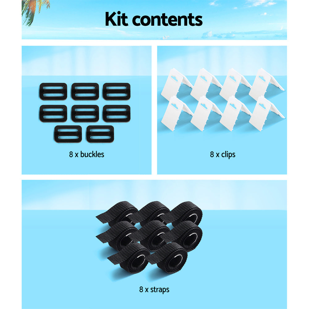 Aquabuddy Pool Cover Roller Attachment Reel Strap Kit – 8 Pack