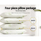 Giselle Bedding 4 Pack Bamboo Pillow Family Hotel