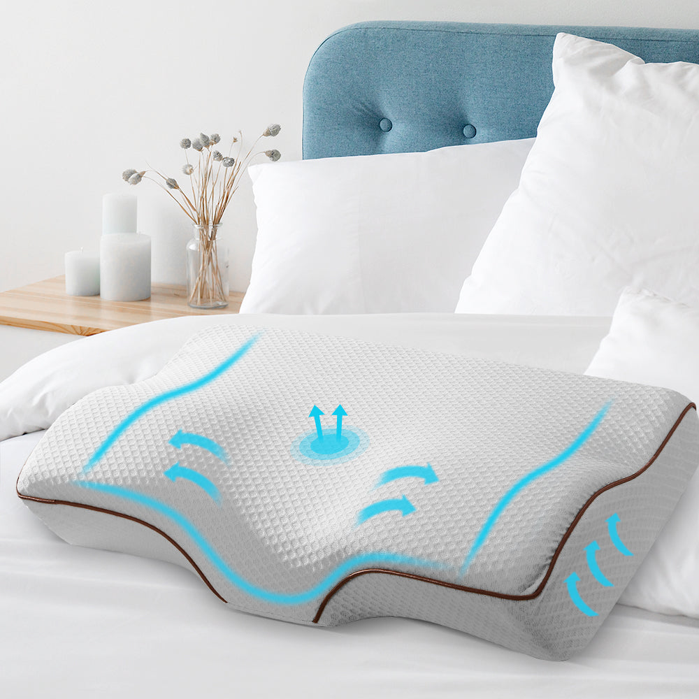 Giselle Bedding Memory Foam Contour Pillow – Ergonomic Neck Support (Grey)