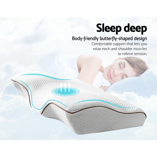 Giselle Bedding Memory Foam Contour Pillow – Ergonomic Neck Support (Grey)
