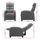 Artiss Bolivia Recliner Armchair Grey - Side View Showing Full Recline Position