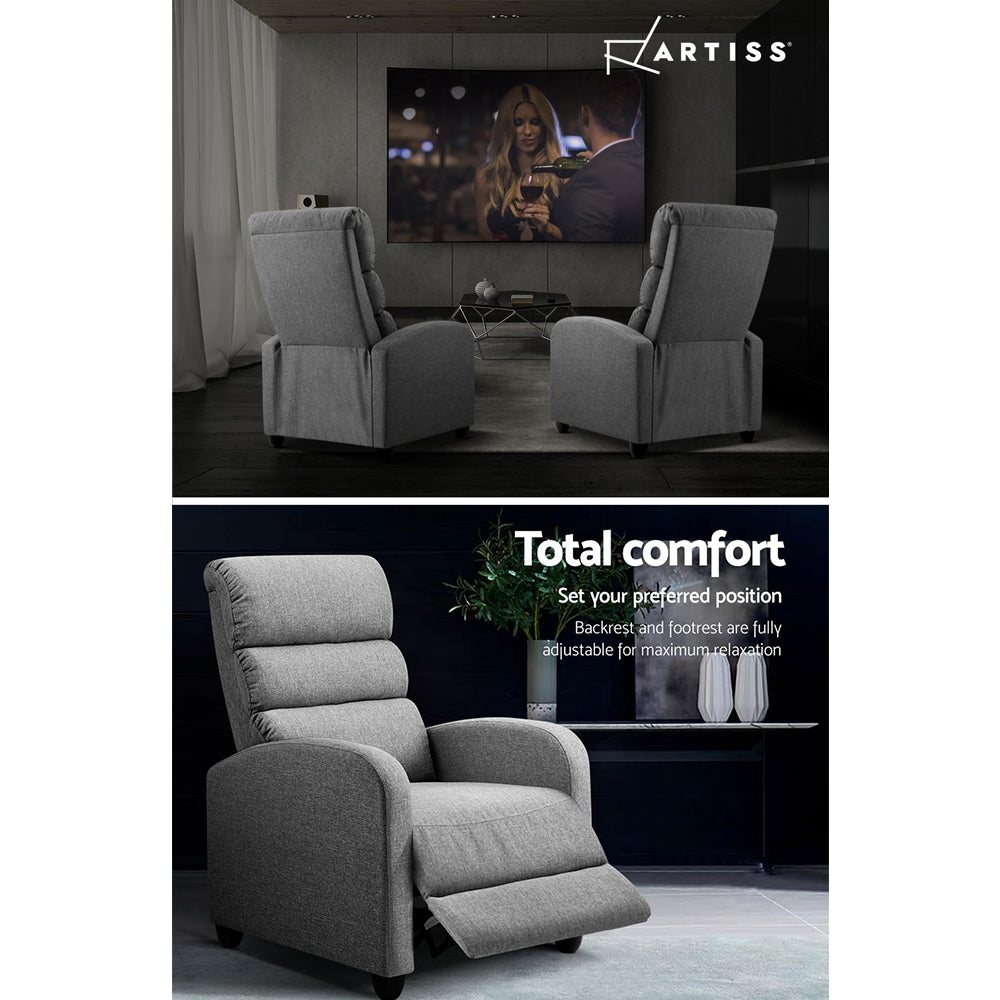 Artiss Bolivia Recliner Armchair - Padded Headrest and Lumbar Support Detail