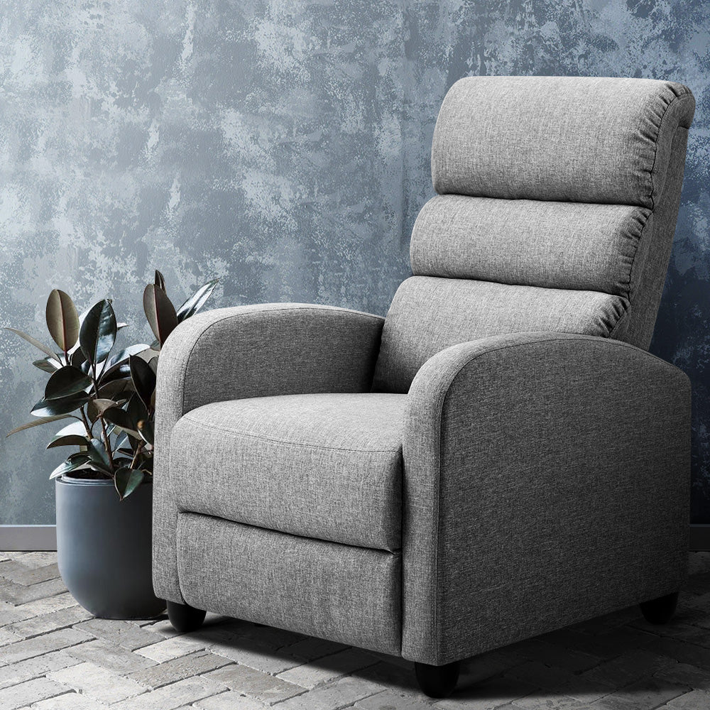Artiss Bolivia Recliner Grey - Dimensions 64.5cm W x 89cm D x 98cm H