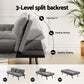 Artiss Sofa Bed Convertible 3 Seater Couch Recliner Lounge Chair Fabric Grey