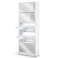 Artiss Shoe Rack Cabinet Mirror 25 Pairs White