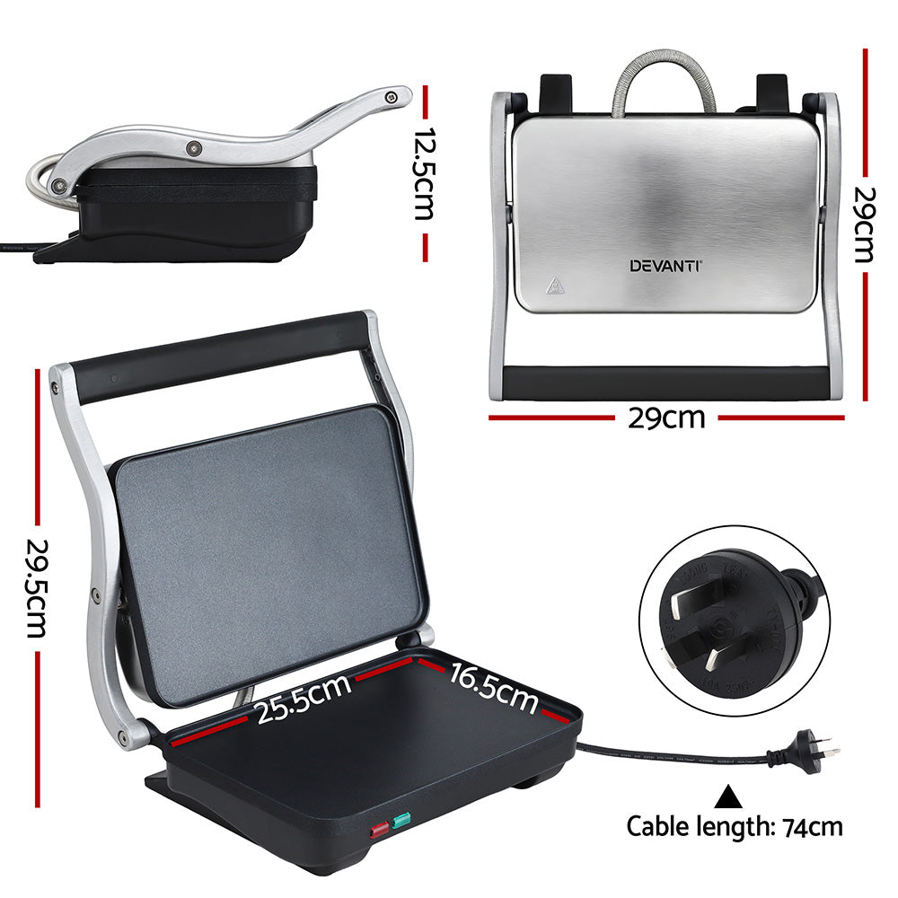 Devanti 3-in-1 Sandwich Maker Grill & Steak Press 1000W – Non-Stick