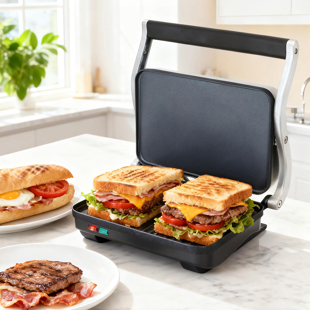 Devanti 3-in-1 Sandwich Maker Grill & Steak Press 1000W – Non-Stick
