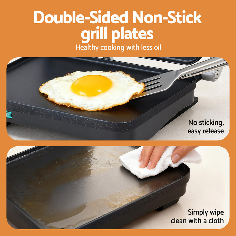 Devanti 3-in-1 Sandwich Maker Grill & Steak Press 1000W – Non-Stick