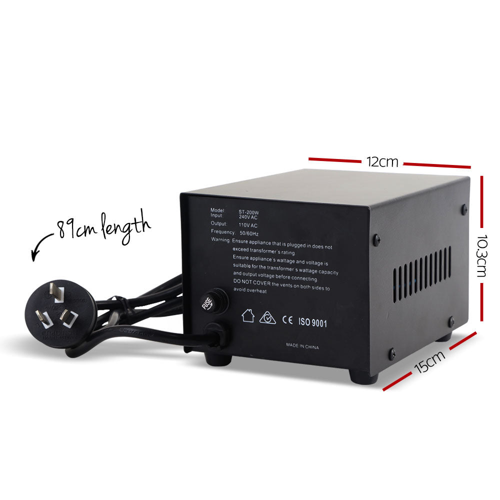 Giantz 200W Step Down Transformer 240V to 110V – AU to US Voltage Converter