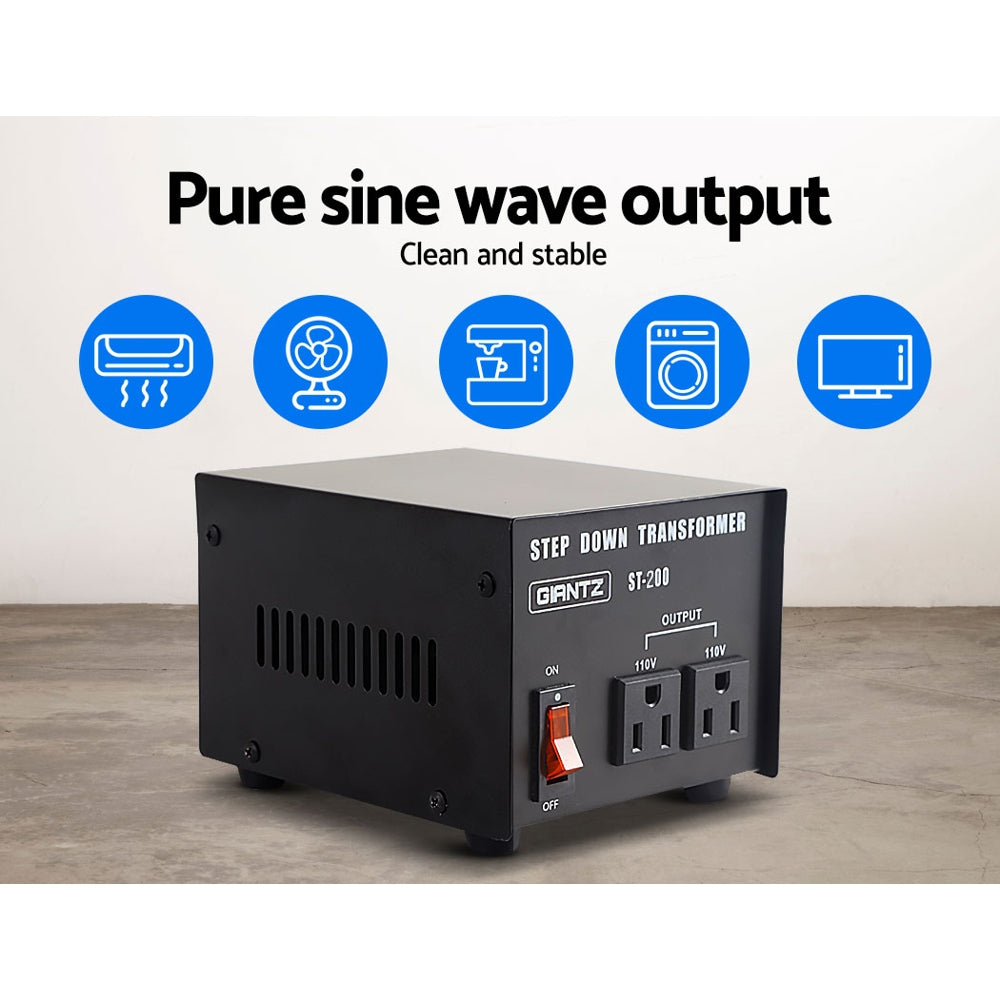 Giantz 200W Step Down Transformer 240V to 110V – AU to US Voltage Converter