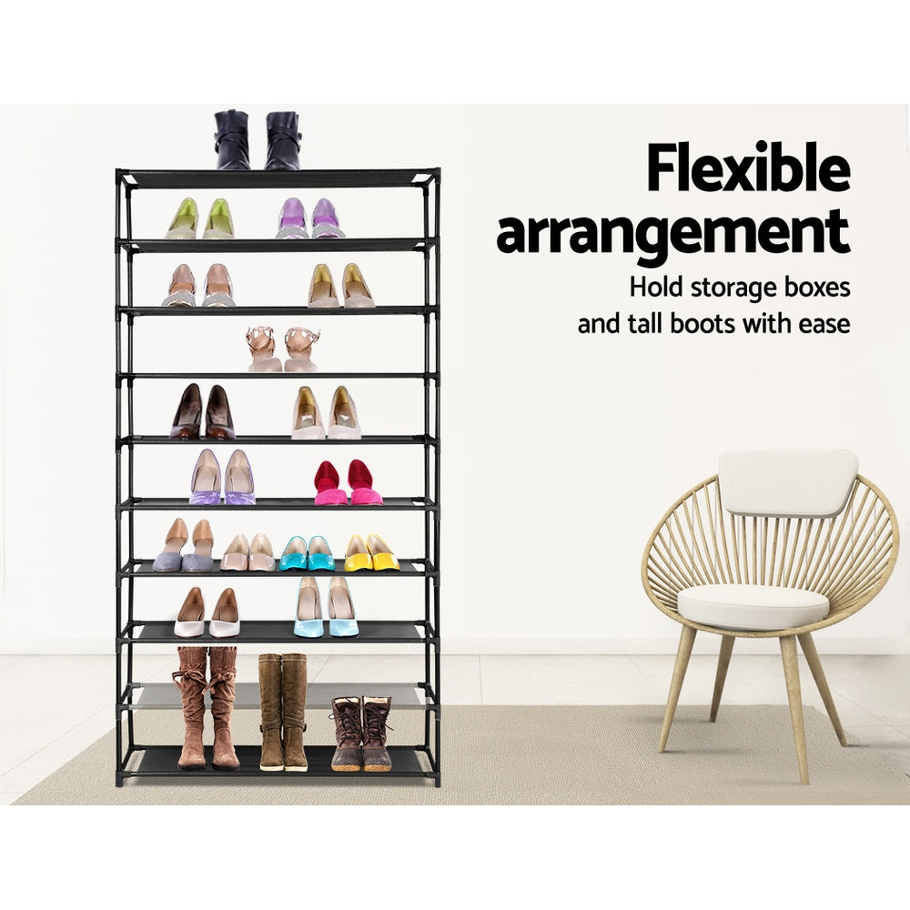 Artiss Stackable Shoe Rack Cabinet 50 Pairs 10-Tier – Black