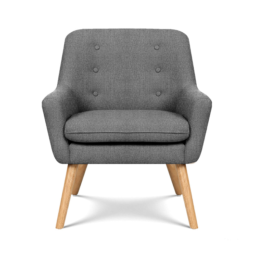 Artiss Anne Tub Accent Armchair 2-Pack – Grey Fabric