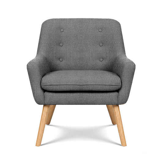 Artiss Anne Tub Accent Armchair 2-Pack – Grey Fabric