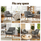 Artiss Anne Tub Accent Armchair 2-Pack – Grey Fabric