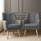 Artiss Anne Tub Accent Armchair 2-Pack – Grey Fabric