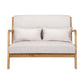 Artiss 2-Seater Loveseat Armchair – Beige Faux Linen with Timber Legs