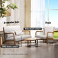 Artiss 2-Seater Loveseat Armchair – Beige Faux Linen with Timber Legs