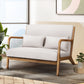 Artiss 2-Seater Loveseat Armchair – Beige Faux Linen with Timber Legs