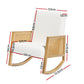 Artiss Boucle Rocking Armchair – White Teddy Fabric with Rattan Base