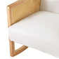 Artiss Boucle Rocking Armchair – White Teddy Fabric with Rattan Base