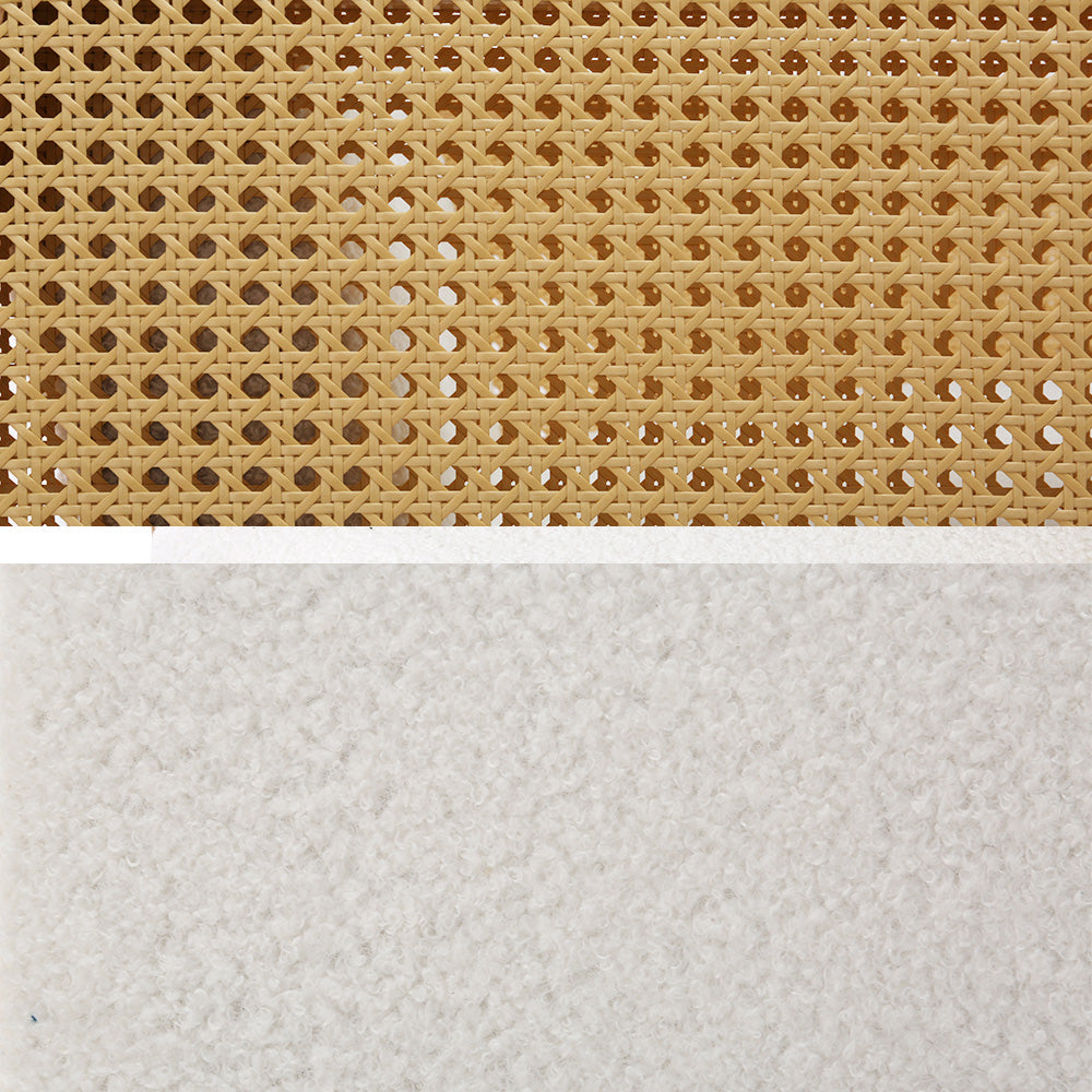 Artiss Boucle Rocking Armchair – White Teddy Fabric with Rattan Base