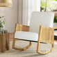 Artiss Boucle Rocking Armchair – White Teddy Fabric with Rattan Base