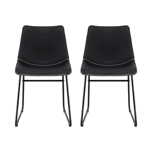 Artiss 2x Dining Chairs Retro PU Leather Kitchen Lounge Cafe Accent Chair Black