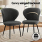 Artiss 4x Dining Chairs Sherpa Boucle Wing Back Grey