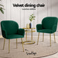 Artiss Dining Chairs Set of 4 Velvet Armchair Green