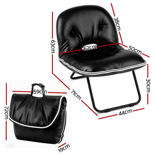 Artiss 2-in-1 Foldable Armchair Lounge Chair Portable – Black