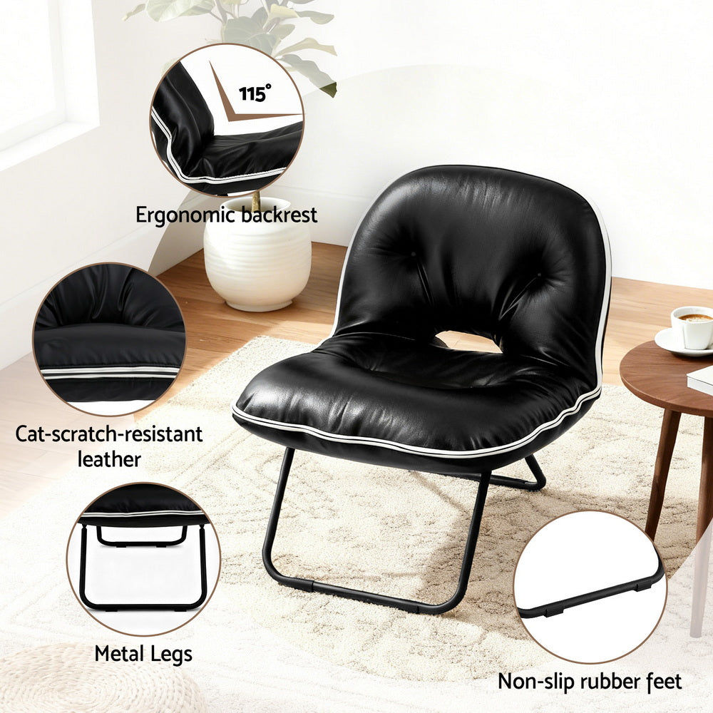 Artiss 2-in-1 Foldable Armchair Lounge Chair Portable – Black