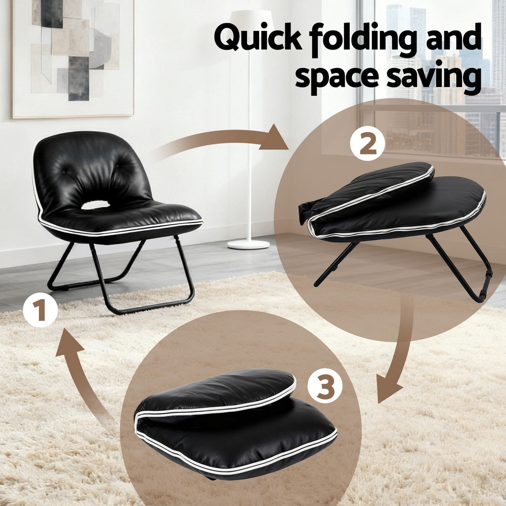 Artiss 2-in-1 Foldable Armchair Lounge Chair Portable – Black