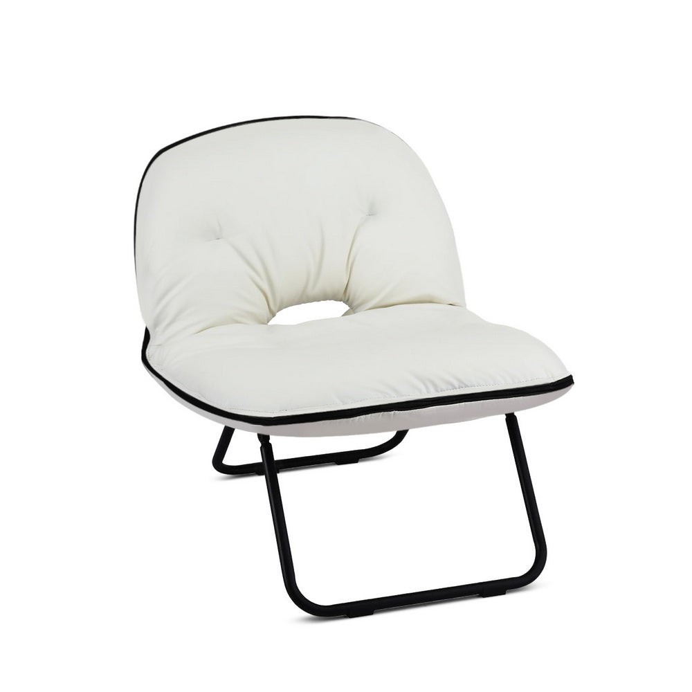 Artiss 2-in-1 Foldable Armchair Lounge Chair Portable – White