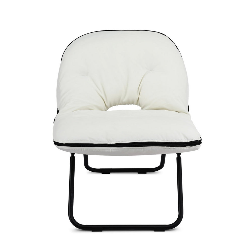 Artiss 2-in-1 Foldable Armchair Lounge Chair Portable – White