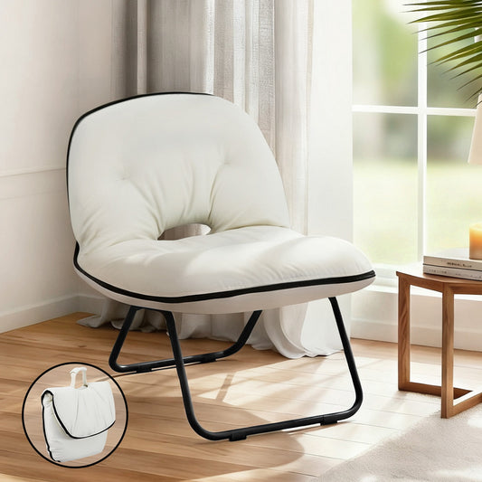Artiss 2-in-1 Foldable Armchair Lounge Chair Portable – White