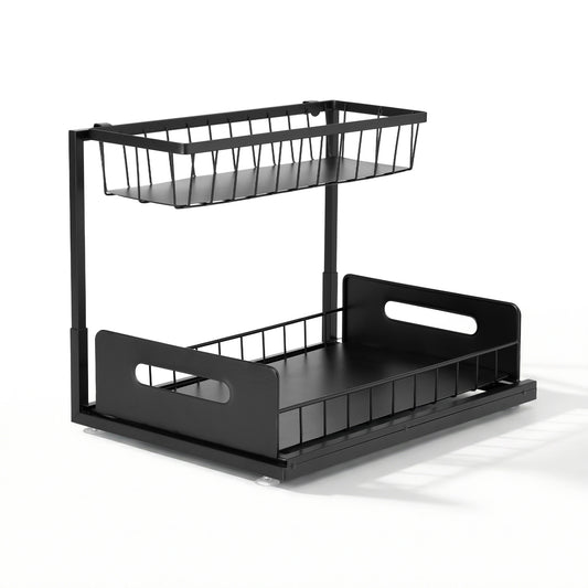 Artiss Under Sink Organizer Storage L Shape 1 Pull Out Drawers Kitchen Cabinet Shelf