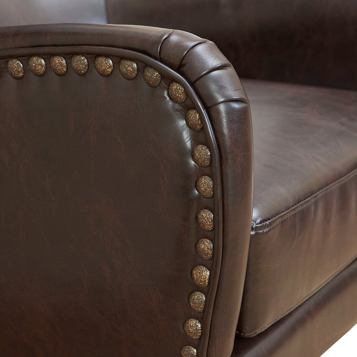 Vintage Brown Bonded Leather High Back Armchair – Classic Club Chair