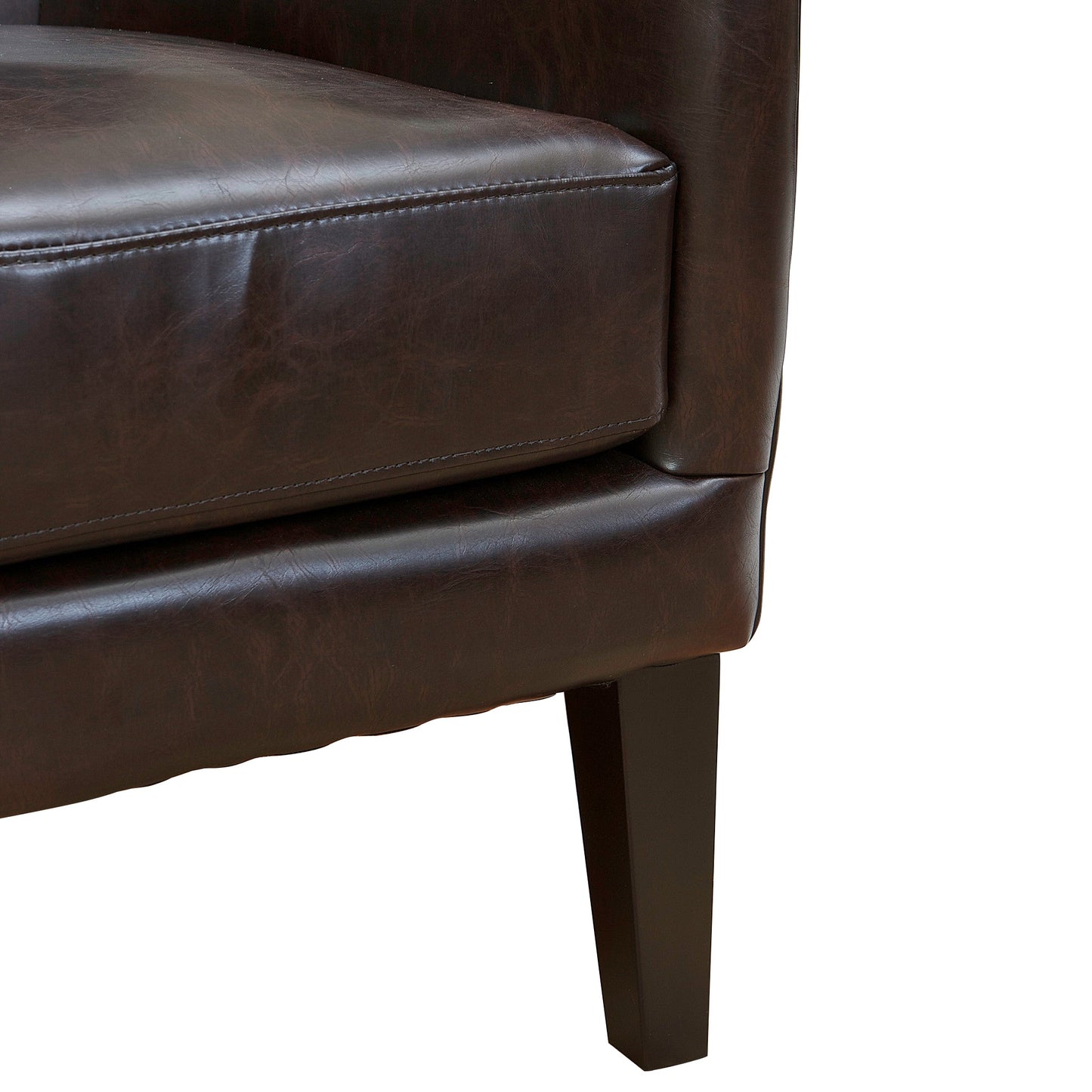 Vintage Brown Bonded Leather High Back Armchair – Classic Club Chair