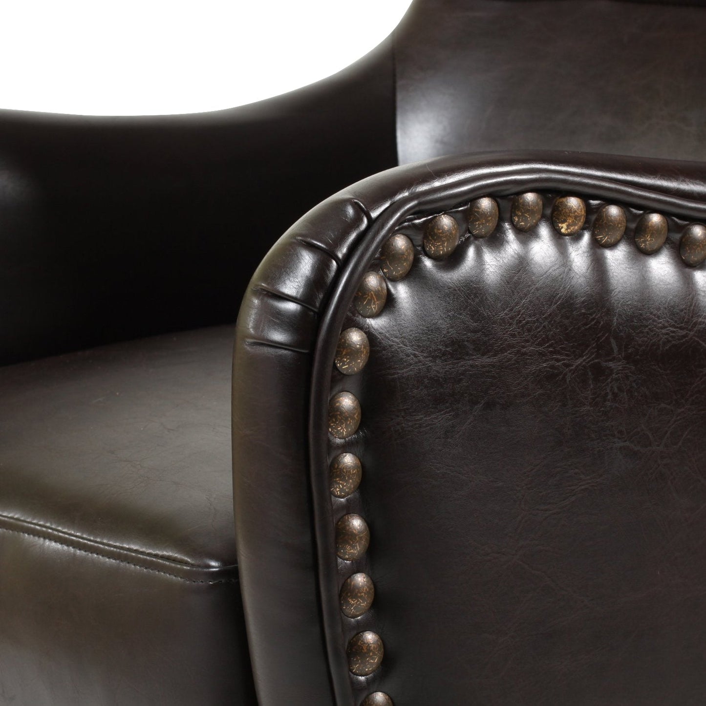 Vintage Brown Bonded Leather High Back Armchair – Classic Club Chair