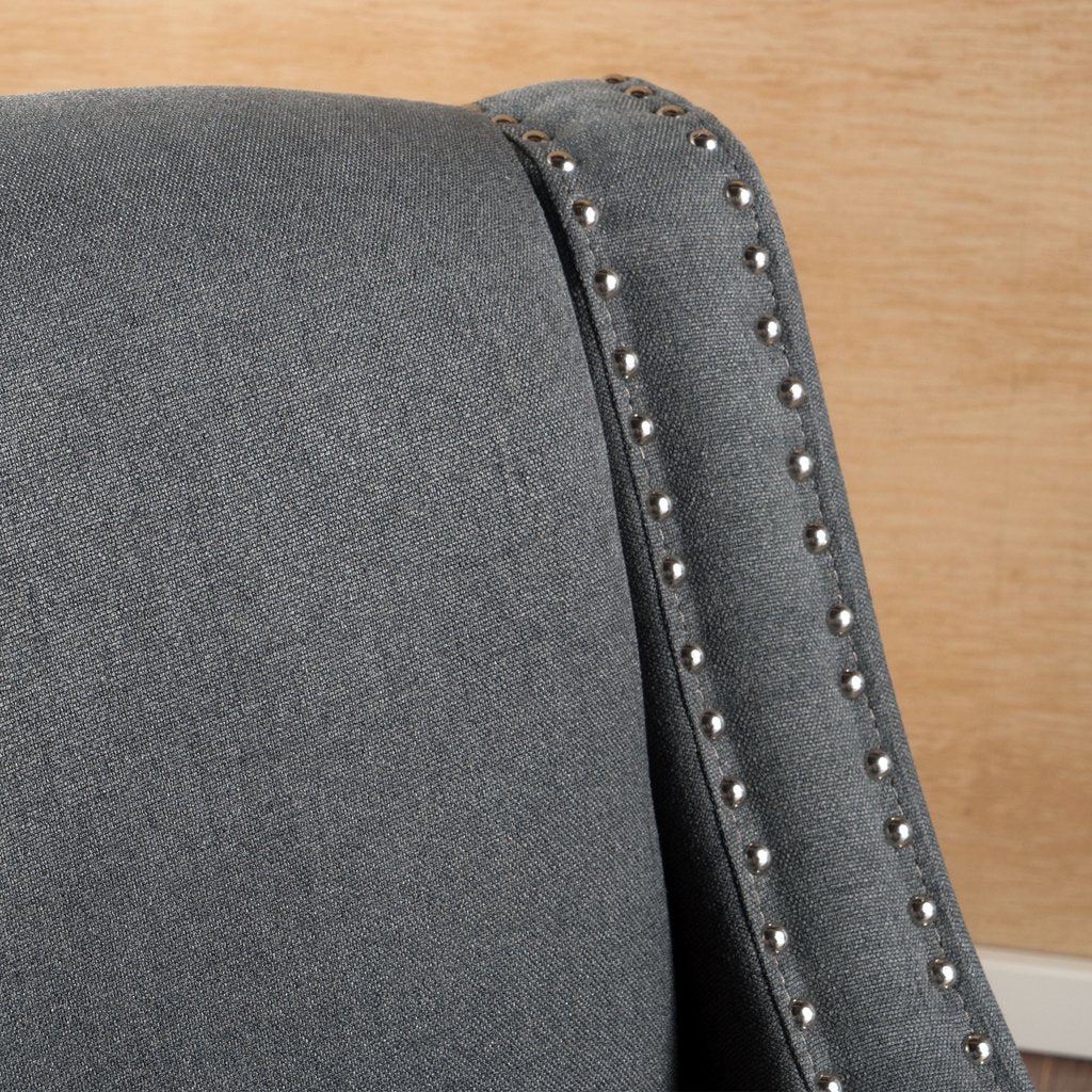 Camden Linen Studded Armchair – Dark Grey Club Chair