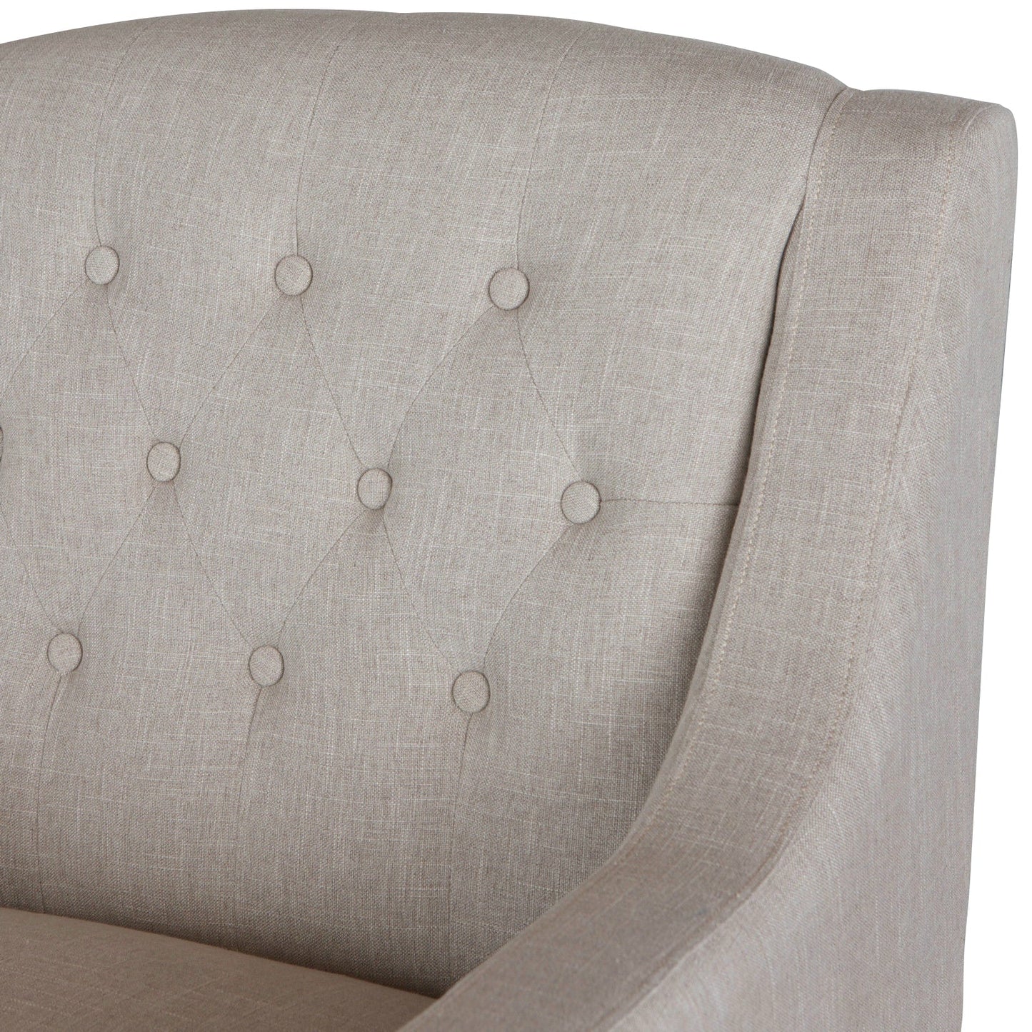 Canberra Tufted Fabric Armchair & Ottoman Set – Grey Linen