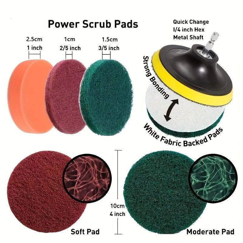 26-piece full function car detailing kit with drill brush and wheel cleaner - Heavy-duty manual and drill-powered cleaning set, color-coded brushes for paint restoration, glass, metal, plastic surfaces - Car washing, polishing, protection - Suitable for h