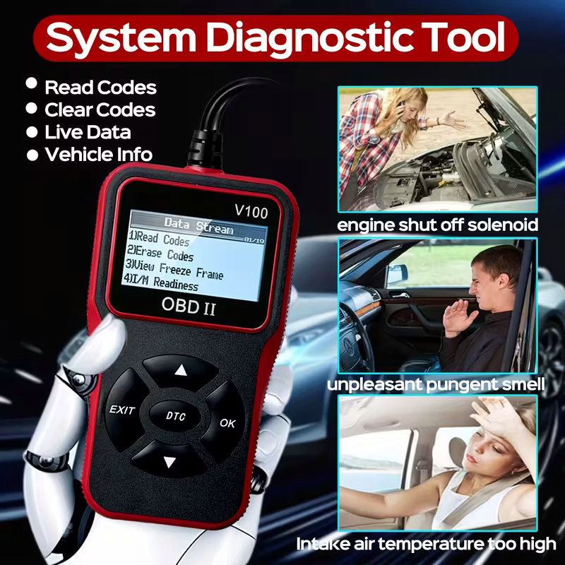 Automobile OBD2 Fault Diagnosis Instrument, engine fault code Reader, suitable for all OBD II models in 1996+, plug-and-play vehicle condition detection tool, a practical car gift for your boyfriend or father