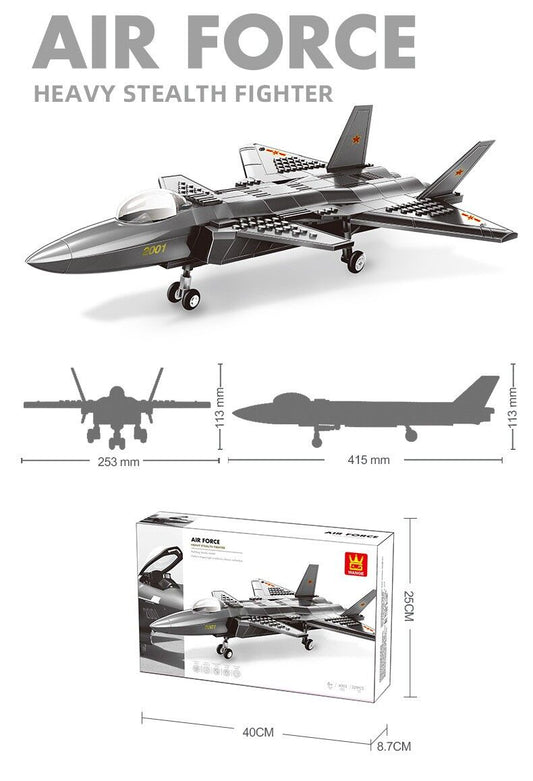 Christmas gift J-20 Stealth Fighter Jet Building Blocks Set, 229 Pieces Military Aircraft Model Kit for Kids Aged 6+ & Enthusiasts（J20 fighter）